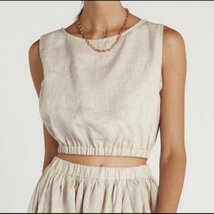 DISSH natural linen (lined) crop top